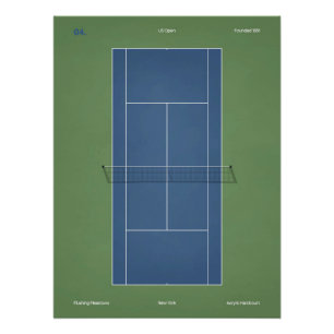 US Open Tennis Court Illustration Poster