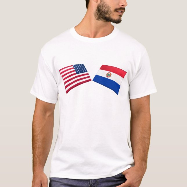 US & Paraguay Flags T-Shirt (Front)