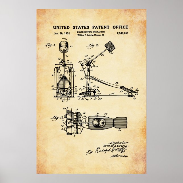 US Patent - Drum Pedal Poster (Front)