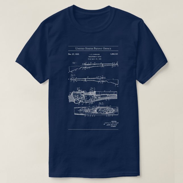 US Patent M1 Garand Rifle T-Shirt (Design Front)