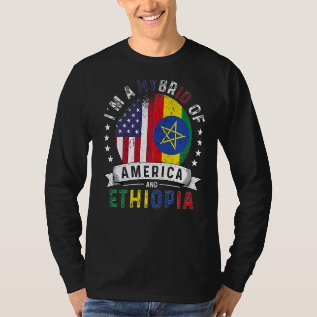 US Patriot Ethiopia Flag American Ethiopian Grown T-Shirt (Front)