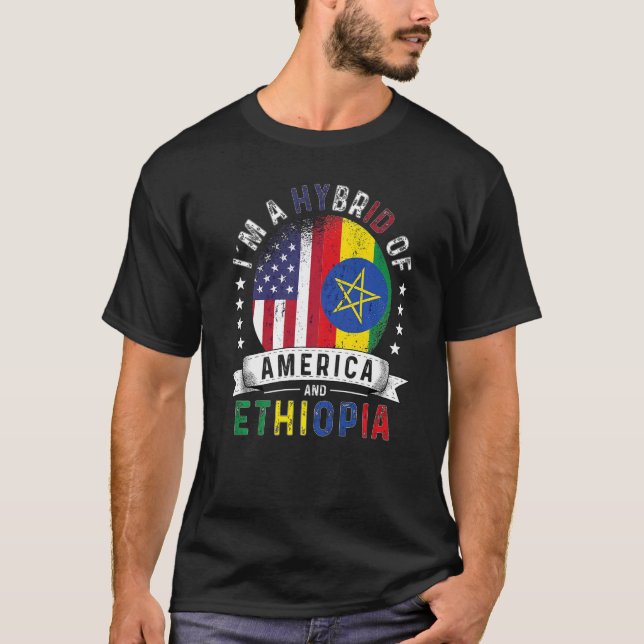 US Patriot Ethiopia Flag American Ethiopian Grown T-Shirt (Front)