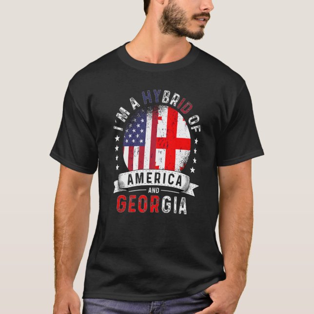 US Patriot Georgia Flag American Georgian Grown T-Shirt (Front)