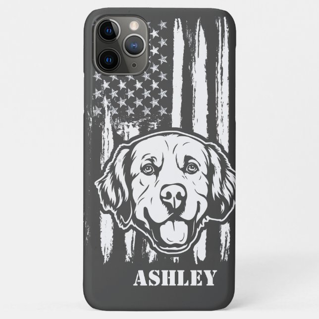 US Patriot Golden retriever USA Flag Dog Case (Back)