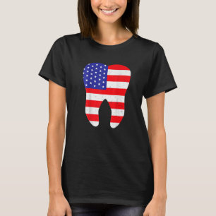 Us Patriot Tooth Flag Dentist 4th July Dental   T-Shirt
