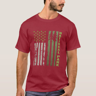 US Patriotic Pine Tree Supporting National Parks T-Shirt