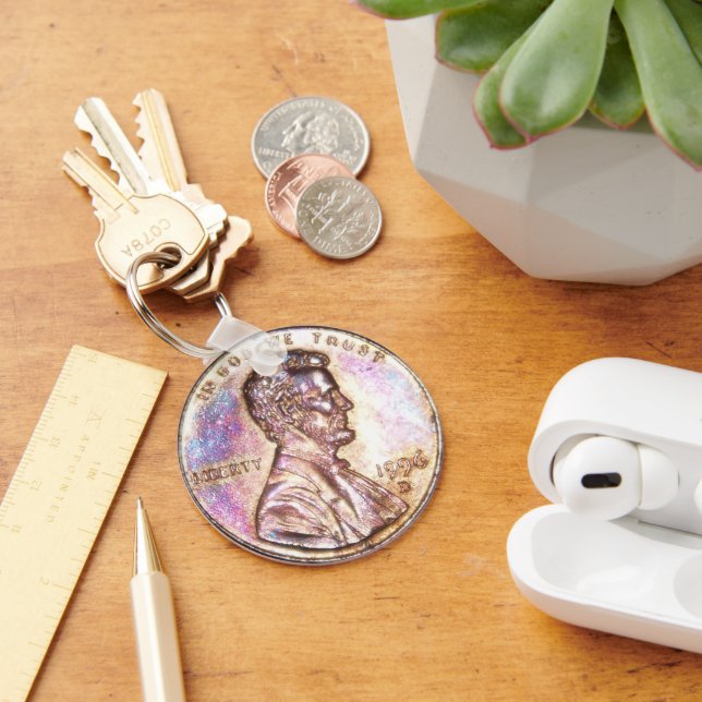 US Penny Copper Coin Key Ring (Desk)