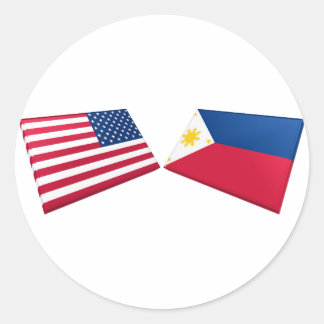 US & Philippines Flags Classic Round Sticker
