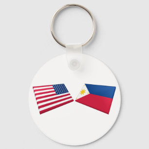 US & Philippines Flags Key Ring