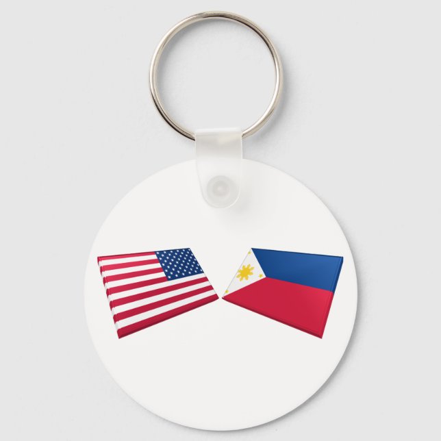 US & Philippines Flags Key Ring (Front)