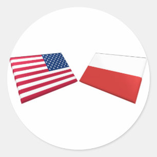 US & Poland Flags Classic Round Sticker
