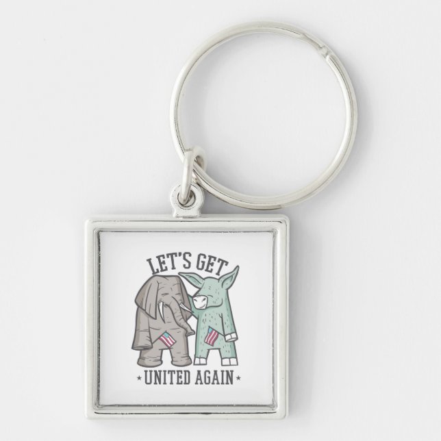 US Politics - Let's Get United Again Key Ring (Front)