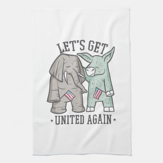 US Politics - Let's Get United Again Tea Towel (Vertical)