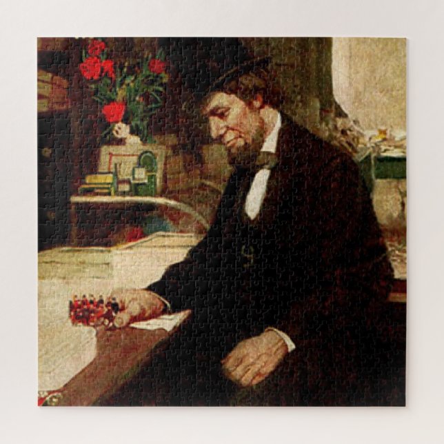 US President Abraham Lincoln at his desk Jigsaw Puzzle (Vertical)