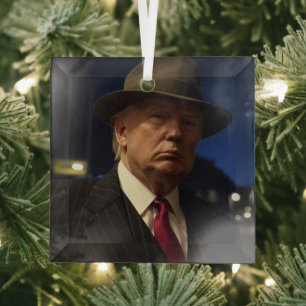 US President Donald Trump Godfather Christmas Glass Tree Decoration