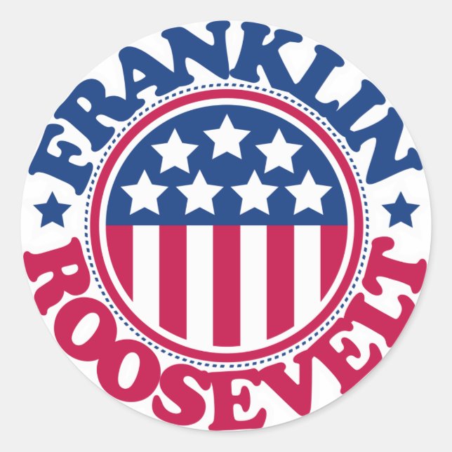 US President Franklin Roosevelt Classic Round Sticker (Front)
