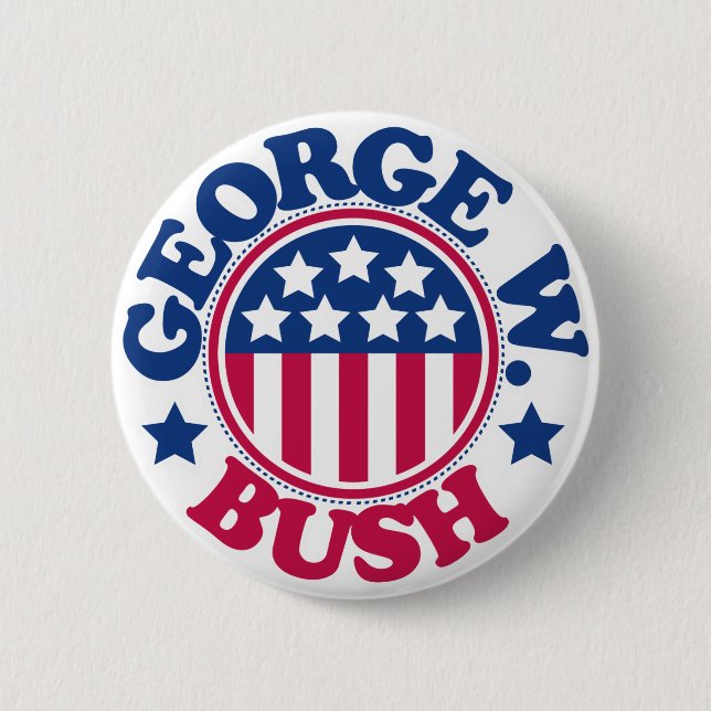 US President George W Bush 6 Cm Round Badge (Front)