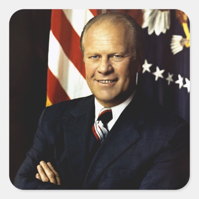 US President Gerald Rudolph Ford "Jerry" Portrait Square Sticker (Front)