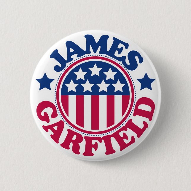 US President James Garfield 6 Cm Round Badge (Front)