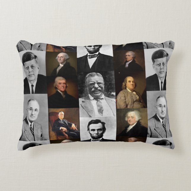 US Presidents Plus Hamilton and Franklin History Decorative Cushion (Front)