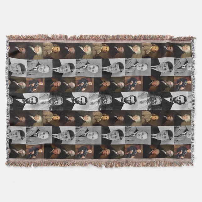 US Presidents Plus Hamilton and Franklin History Throw Blanket (Front)