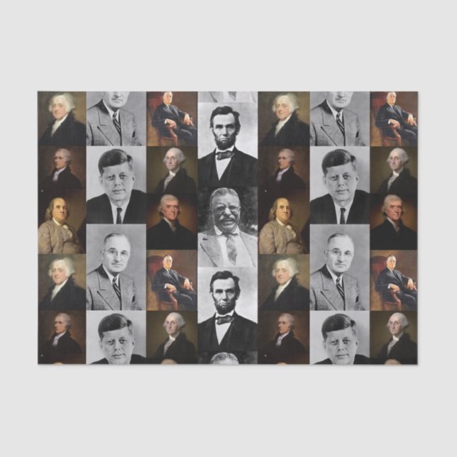 US Presidents Plus Hamilton and Franklin History Tissue Paper (Front)