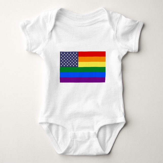 US Rainbow Pride Flag Baby Bodysuit (Front)