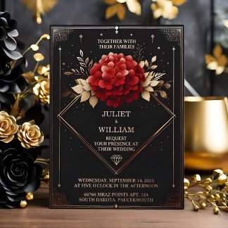 Us Roses Garden Diamond Red Black And Gold Wedding
