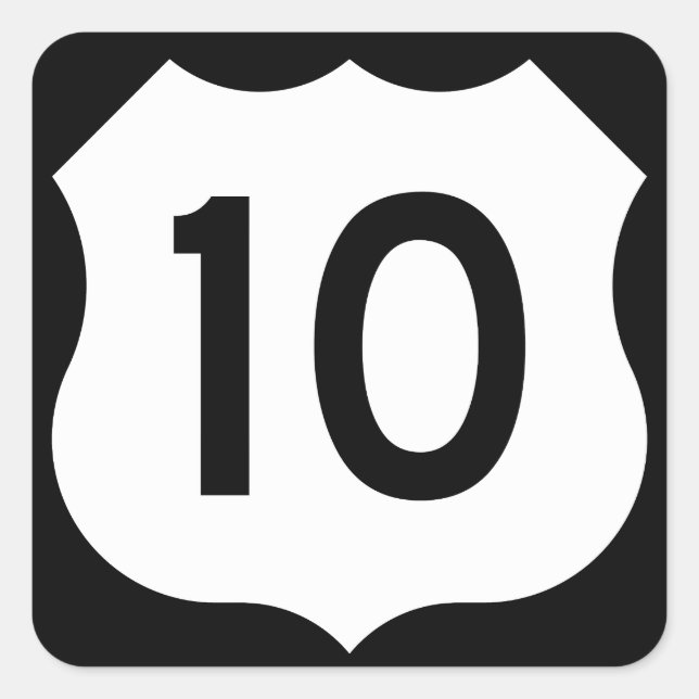 US Route 10 Sign Square Sticker (Front)