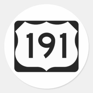 US Route 191 Sign Classic Round Sticker