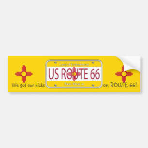 US ROUTE 66 NEW MEXICO FLAG Vanity Plate Bumper Sticker