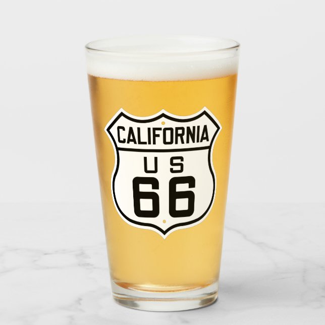 US Route 66 Pint Drinking Glass (Front Filled)