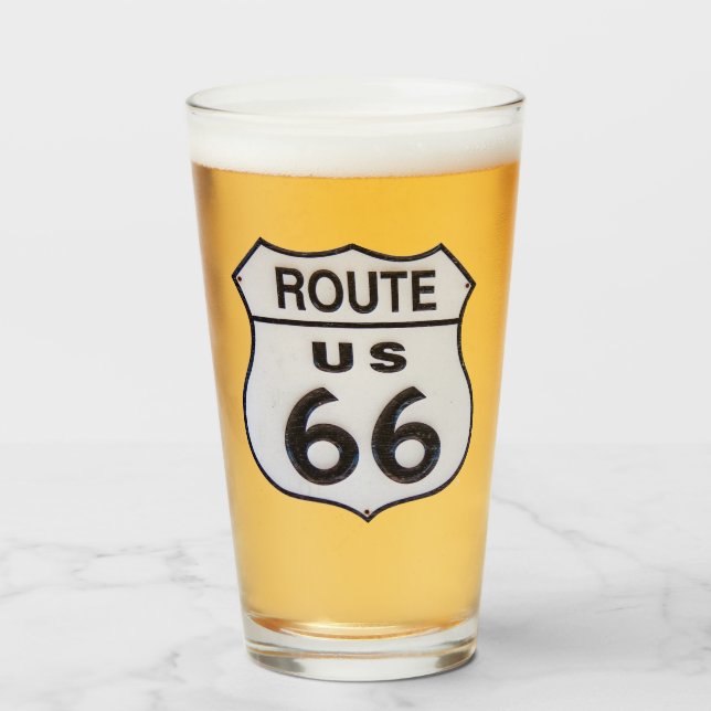 US Route 66  Pint Drinking Glass (Front Filled)