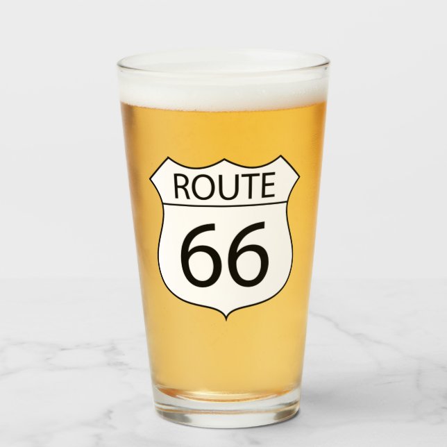 US Route 66  Pint Drinking Glass (Front Filled)