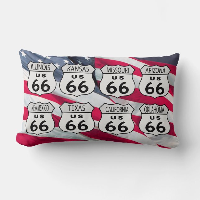 US Route 66 Signs Lumbar Cushion (Front)