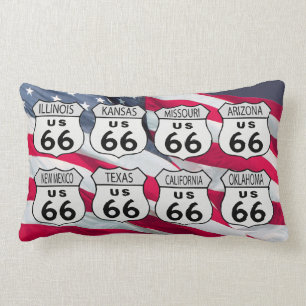 US Route 66 Signs Lumbar Cushion