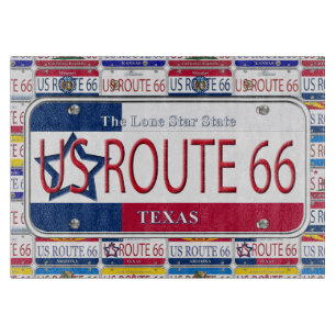 US Route 66 Texas License Plate Cutting Board