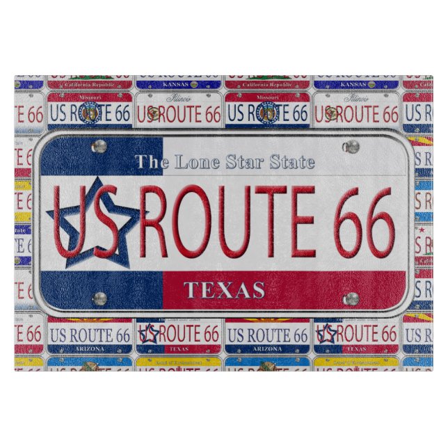 US Route 66 Texas License Plate Cutting Board (Front)
