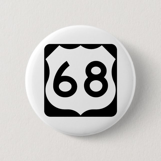 US Route 68 Sign 6 Cm Round Badge (Front)