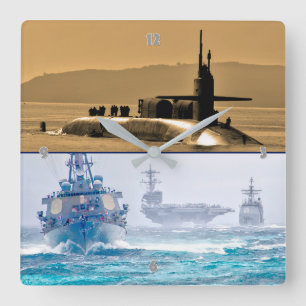 US SEA POWER SQUARE WALL CLOCK