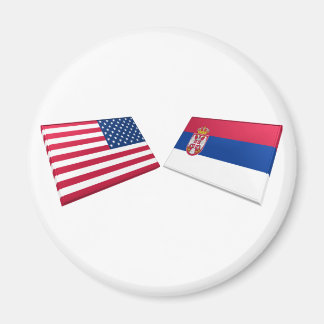 US & Serbia Flags Magnet