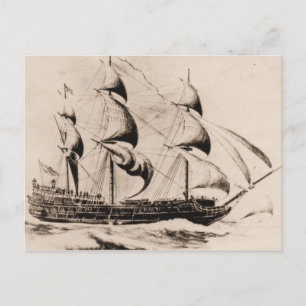 US ship Bonhomme Richard at sea Postcard