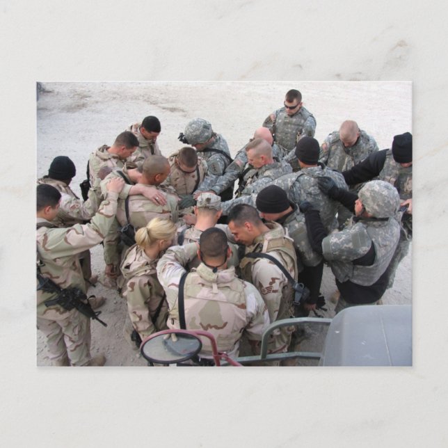 US Soldiers Praying - Customised Postcard (Front)