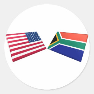 US & South Africa Flags Classic Round Sticker