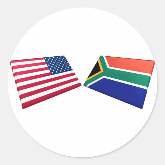 US & South Africa Flags Classic Round Sticker (Front)