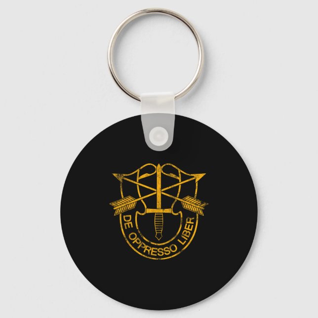 Us Special Forces Veteran Logo Patriotic - De Oppr Key Ring (Front)