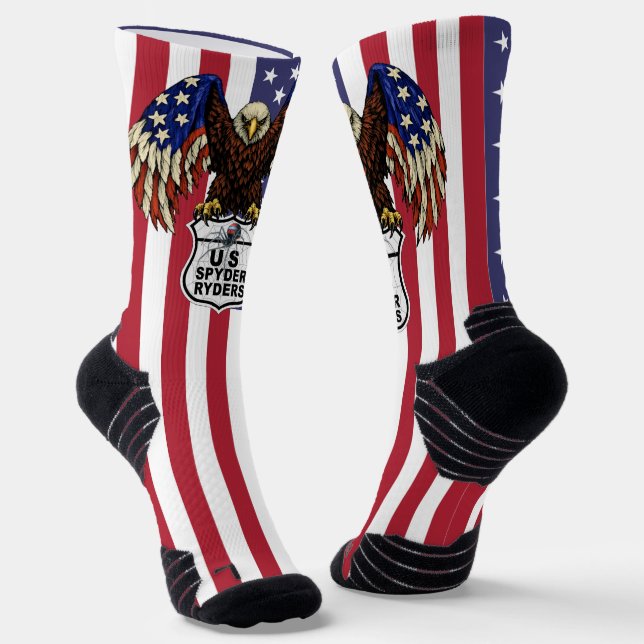 US Spyder Ryders - Socks RWB Logo Flag (Angled)