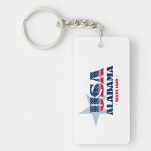 US State Alabama Monogram Acrylic Keychain