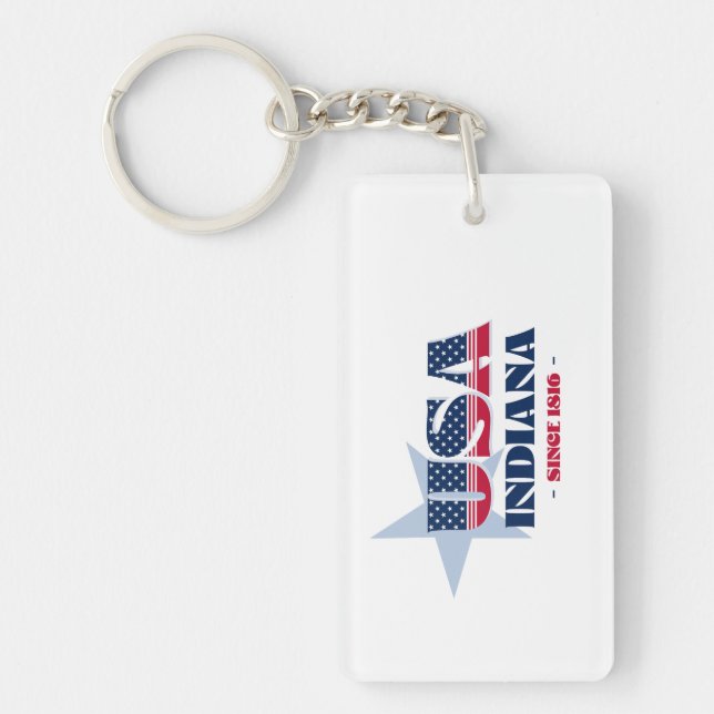 US State Indiana Monogram Acrylic Keychain (Front)