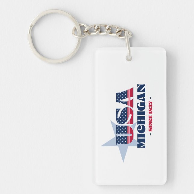 US State Michigan Monogram Acrylic Keychain (Front)